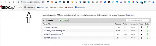 REDCap My Projects